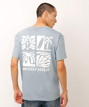 camiseta de algodão peruano surf azul