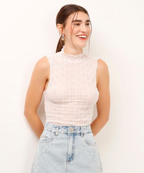 regata de tule texturizada off white