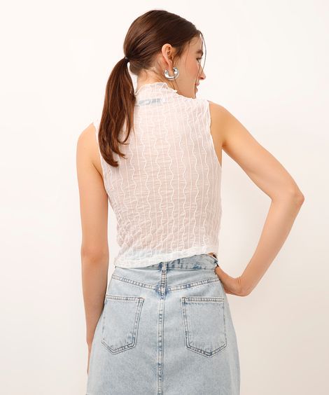 regata de tule texturizada off white