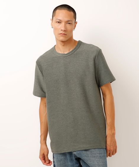 camiseta de algodão texturizada verde