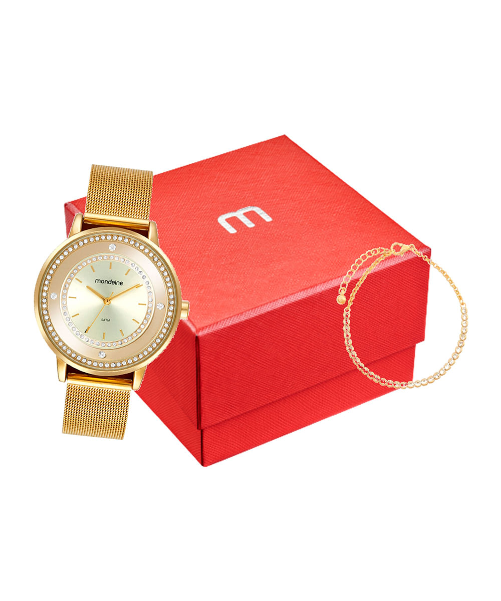 relógio mondaine analógico 32836lpmvde1k dourado