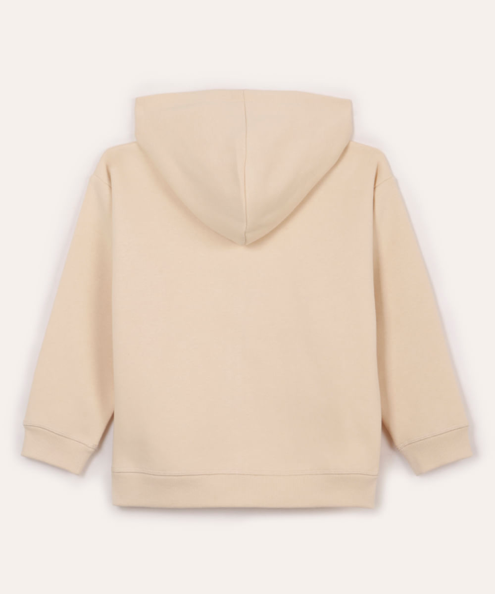 blusão de moletom infantil com capuz bege