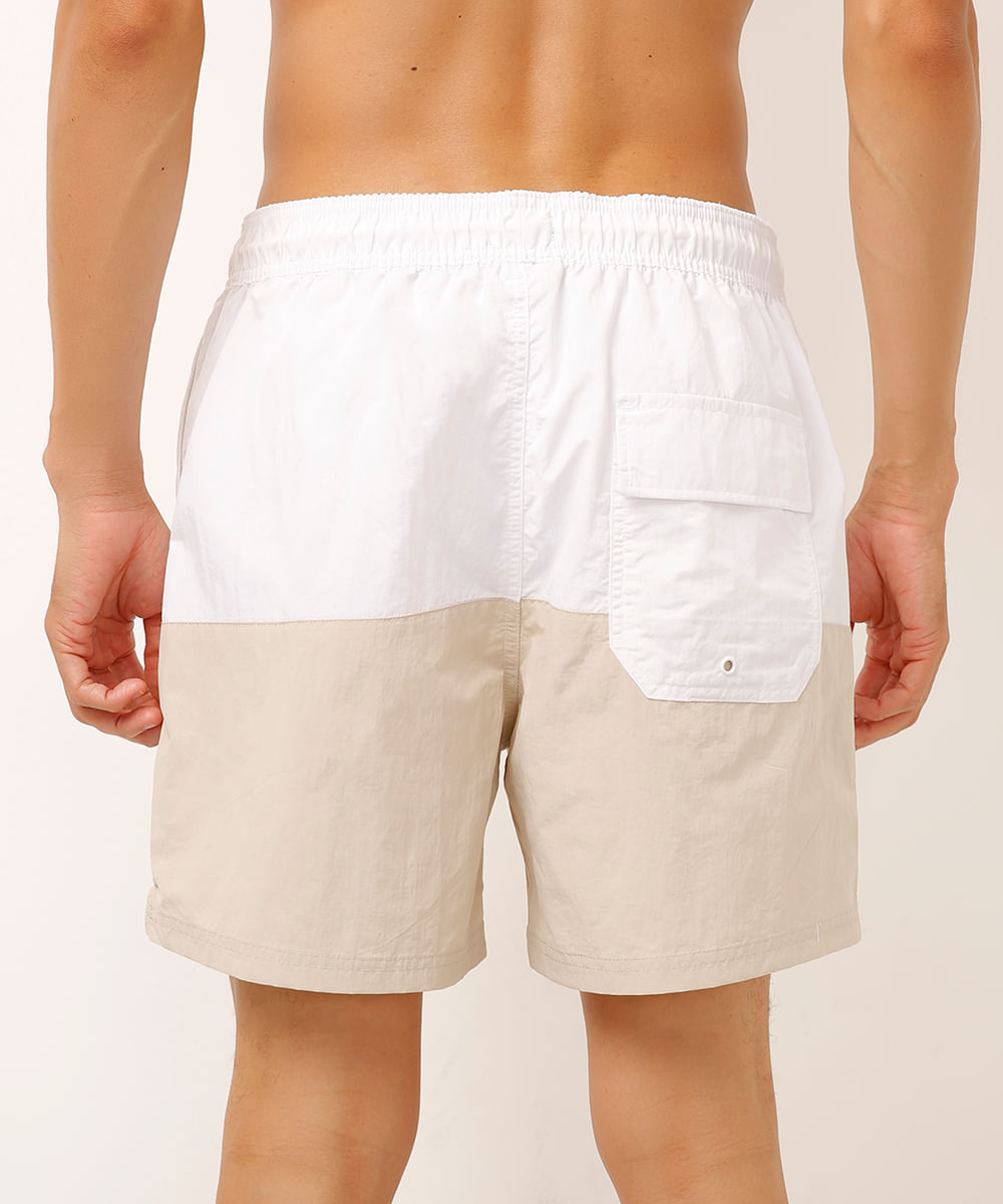 short reto de poliamida bicolor branco