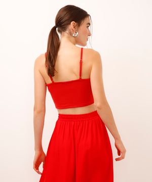 cropped alça fina decote quadrado - vermelho