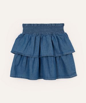 saia jeans infantil com lastex azul