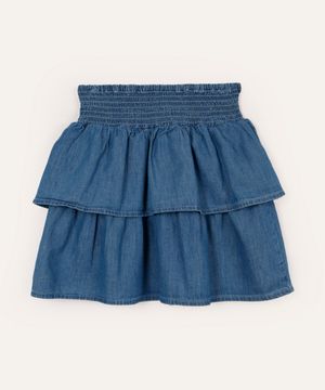 saia jeans infantil com lastex azul