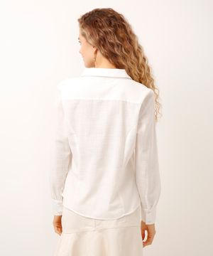 camisa de algodão manga longa off white