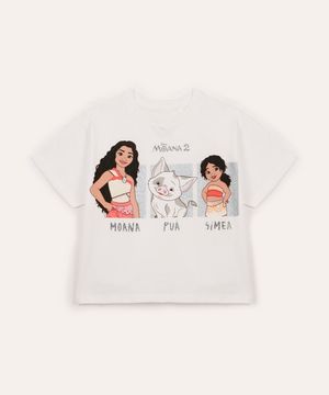 camiseta infantil de algodão moana com glitter off white