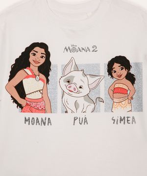 camiseta infantil de algodão moana com glitter off white