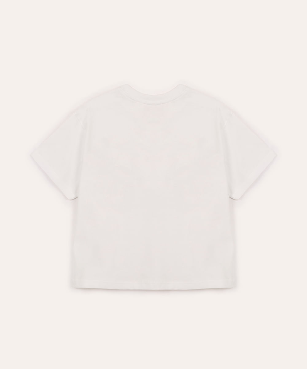 camiseta infantil de algodão moana com glitter off white