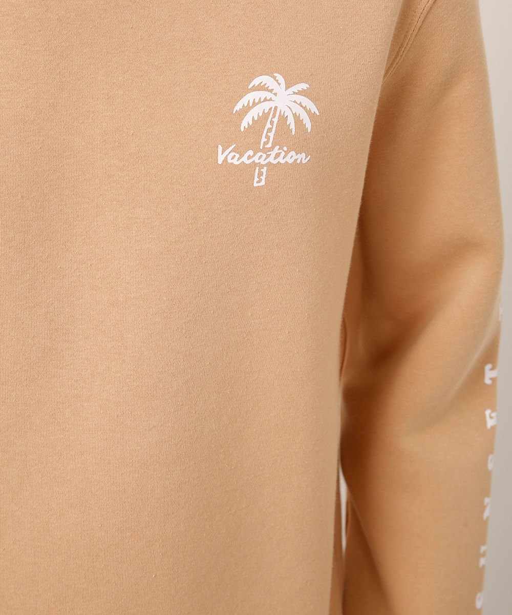 blusa de moletom careca estampado bege