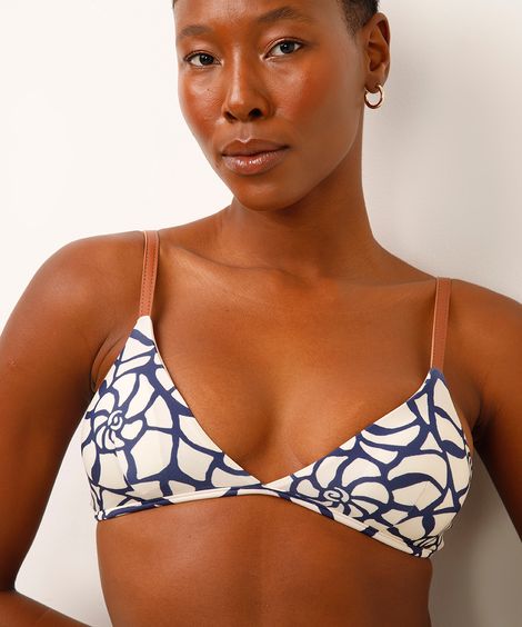 biquíni top triângulo estampado azul
