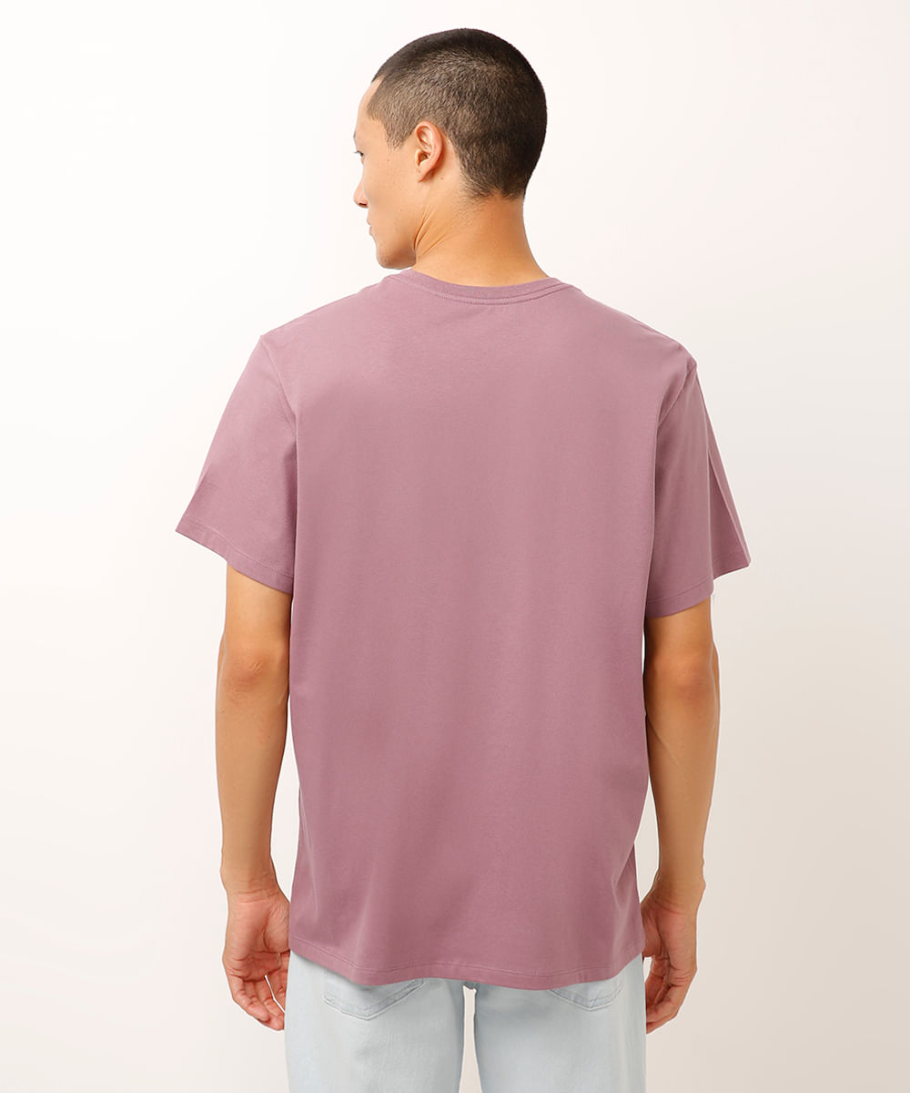 camiseta masculina de algodão básica manga curta roxa