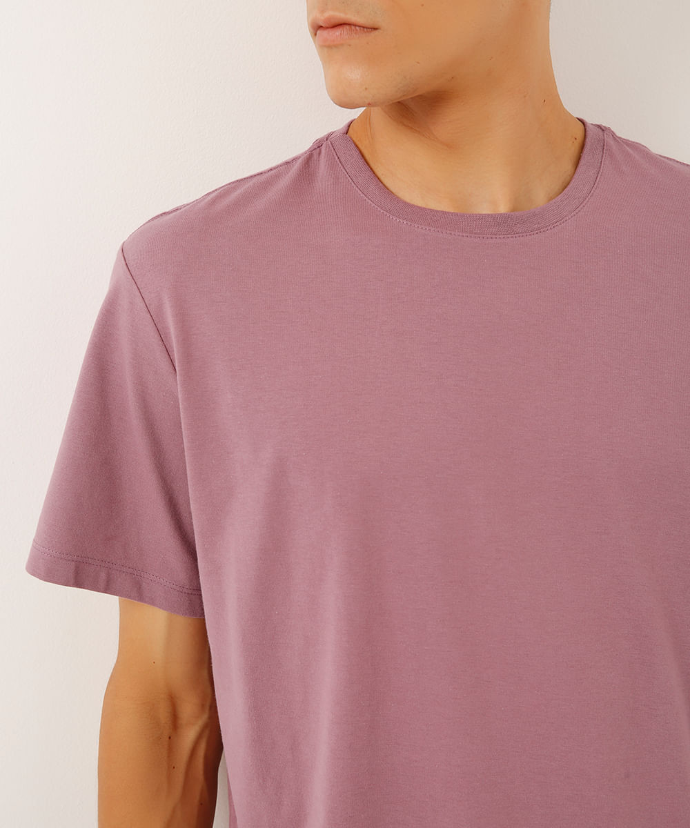 camiseta masculina de algodão básica manga curta roxa