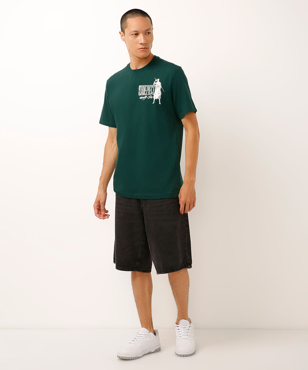 camiseta relaxed de algodão one piece verde