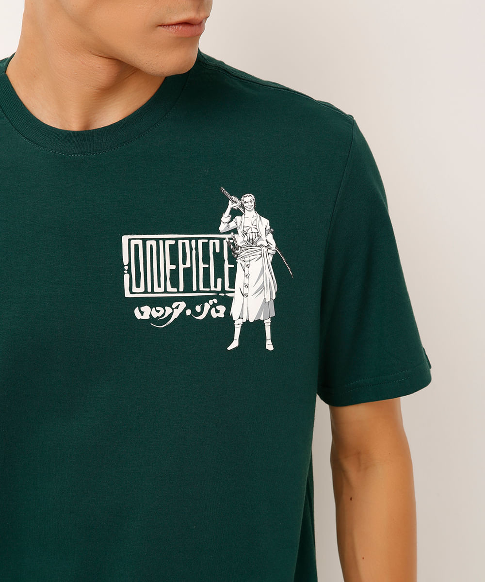 camiseta relaxed de algodão one piece verde