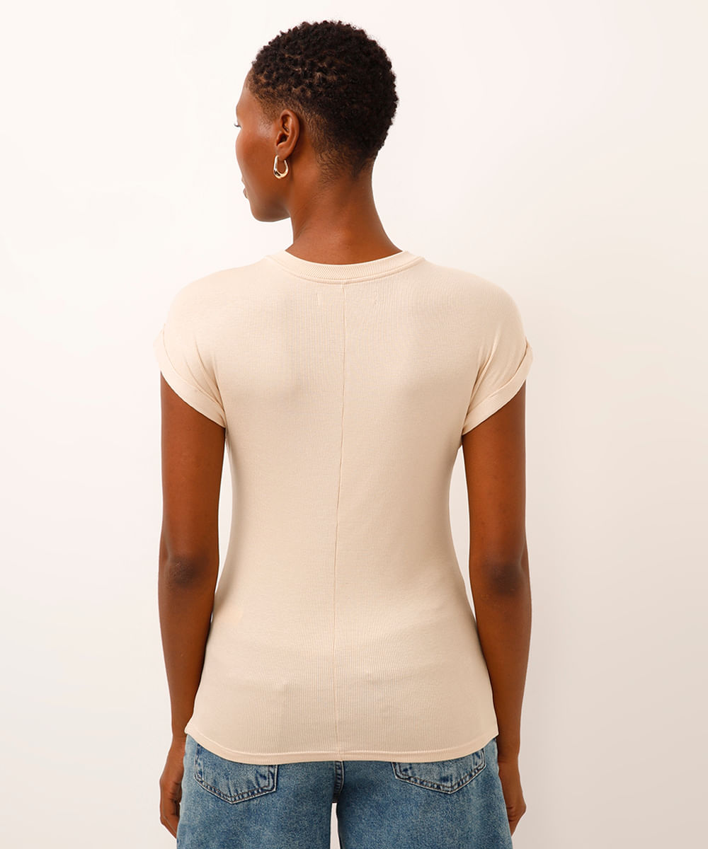 blusa de viscose canelada bege