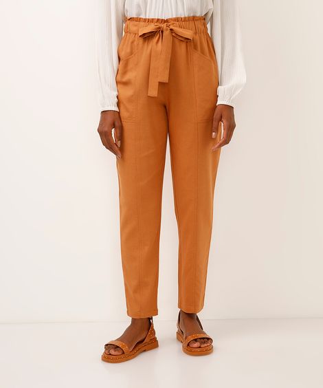 calça jogger com linho marrom
