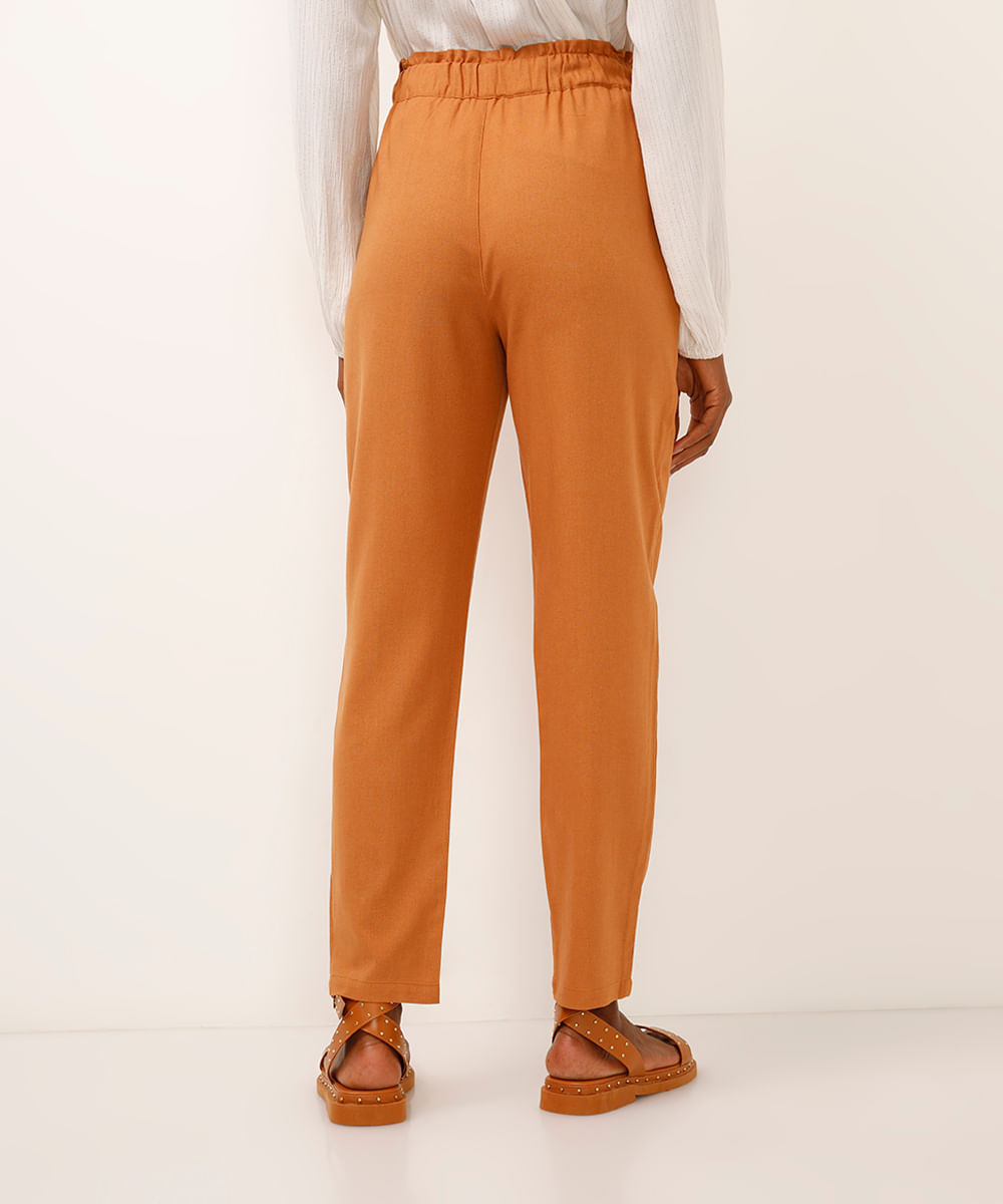calça jogger com linho marrom