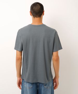 camiseta relaxed de algodão texturizada azul