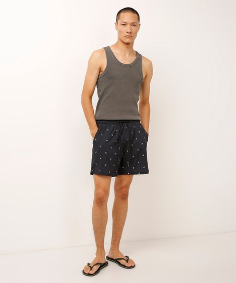 short reto cós com cordão praiano preto