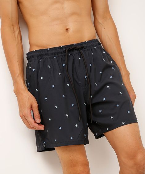 short reto cós com cordão praiano preto