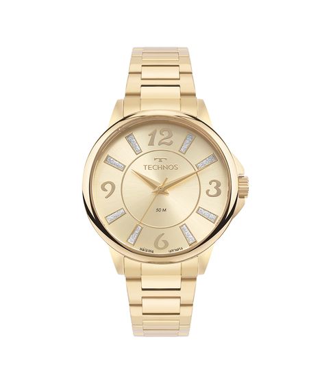 relógio technos analógico 2035myc 1d dourado