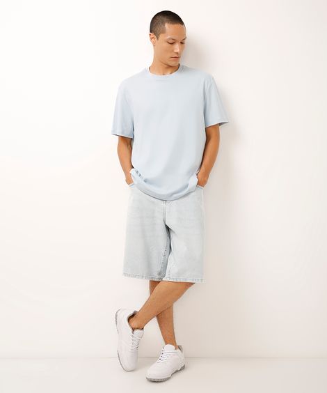 bermuda baggy jeans azul