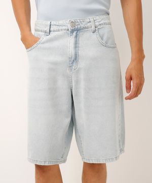 bermuda baggy jeans azul