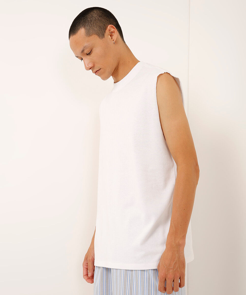 regata machão de algodão texturizada branco