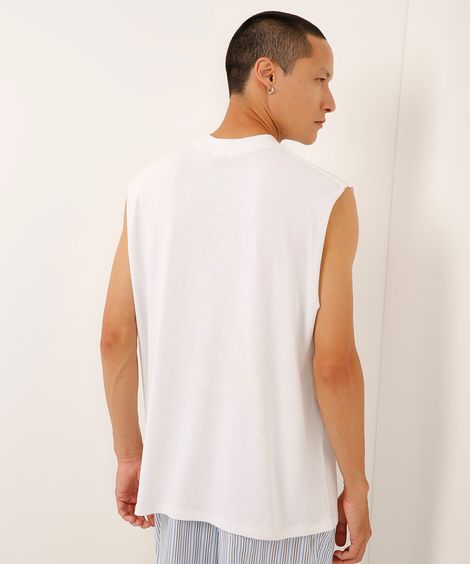 regata machão de algodão texturizada branco