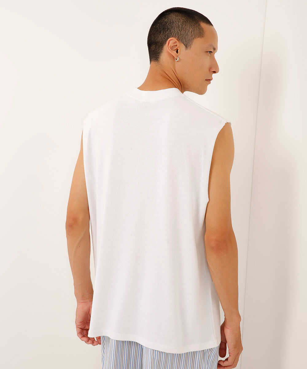 regata machão de algodão texturizada branco