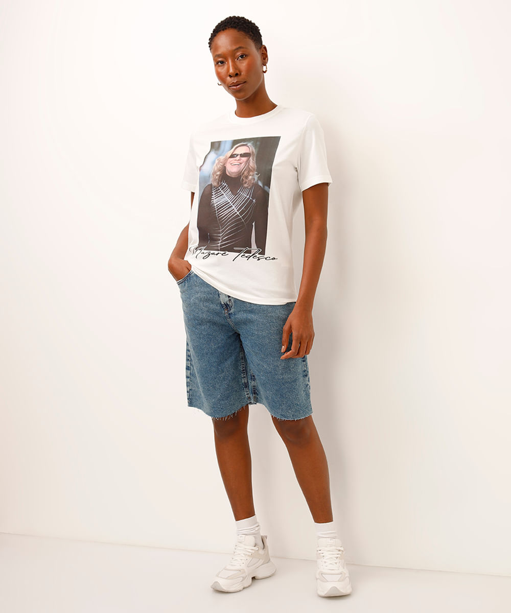 camiseta de algodão nazaré tedesco off white