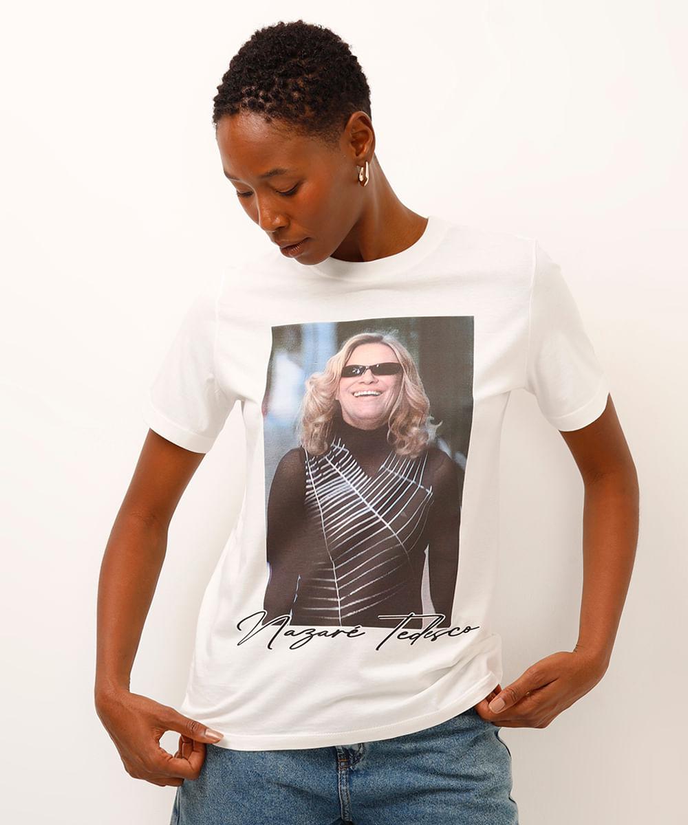 camiseta de algodão nazaré tedesco off white