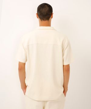 camisa de tricot manga curta off white