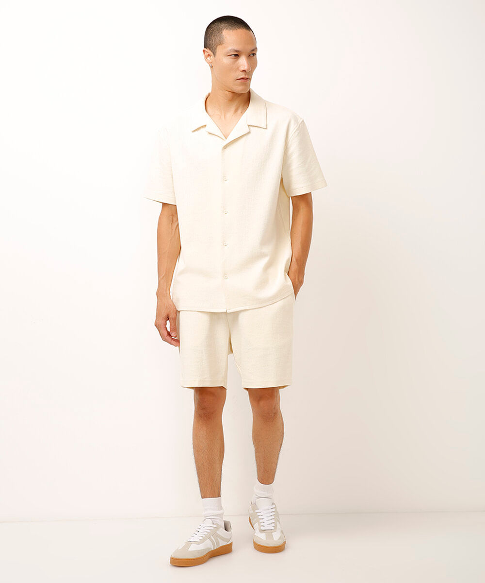 camisa de tricot manga curta off white