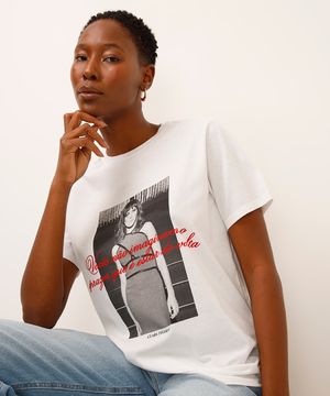 camiseta de algodão clara tavares off white