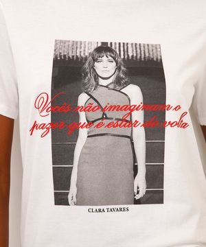 camiseta de algodão clara tavares off white