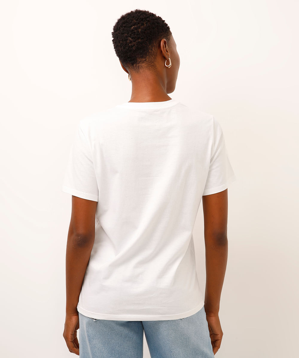 camiseta de algodão clara tavares off white