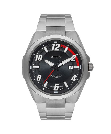 relógio orient analógico calendário mbss1424 p2sx prateado