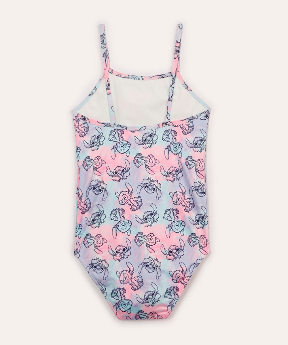 maiô infantil stitch com babado colorido