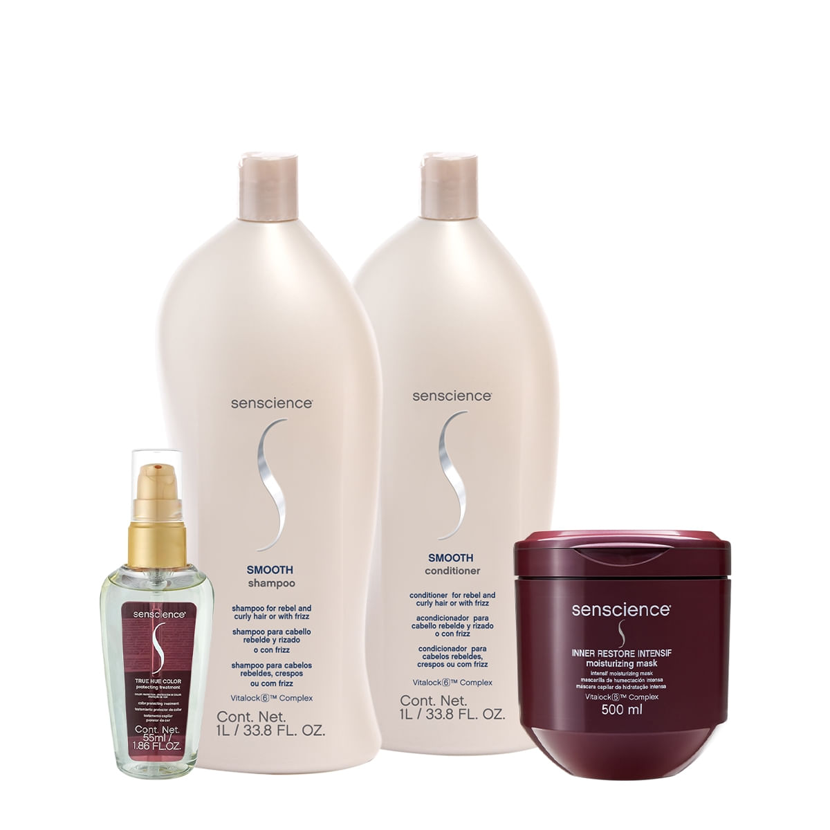 Kit Senscience Smooth Intensif True Hue Salon Total Sérum 4 produtos