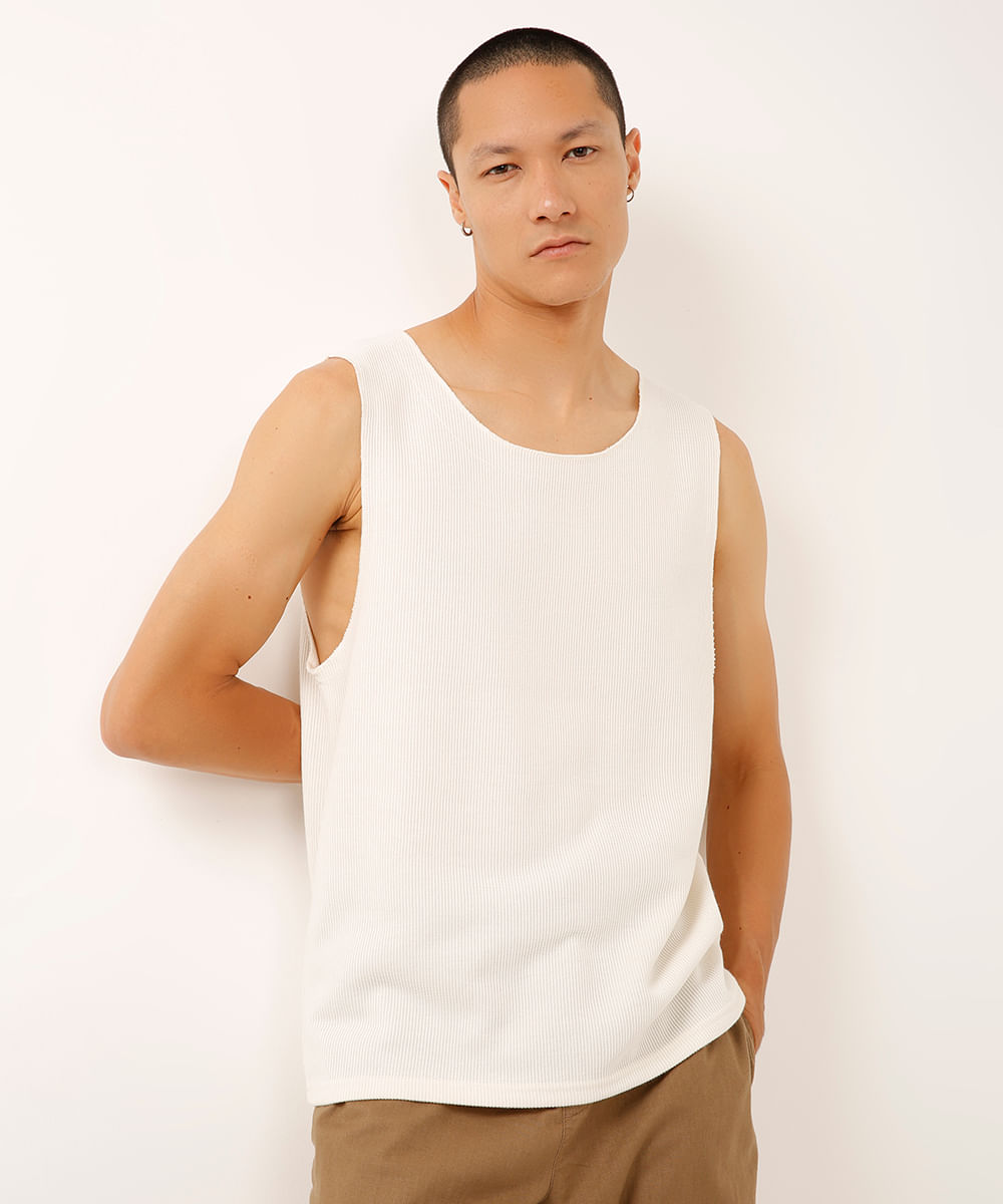 regata machão de tricot texturizada off white