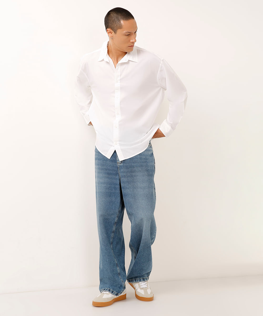 camisa oversized de algodão off white