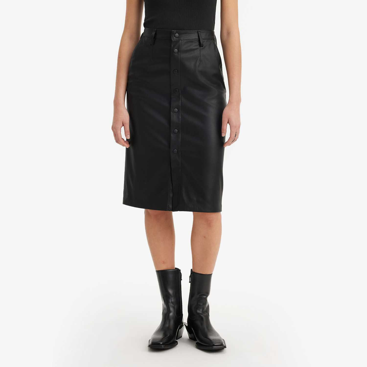 Saia Levis Faux Leather Icon Pencil Preta
