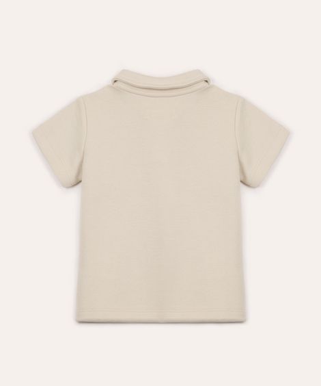 polo infantil de algodão texturizada bege
