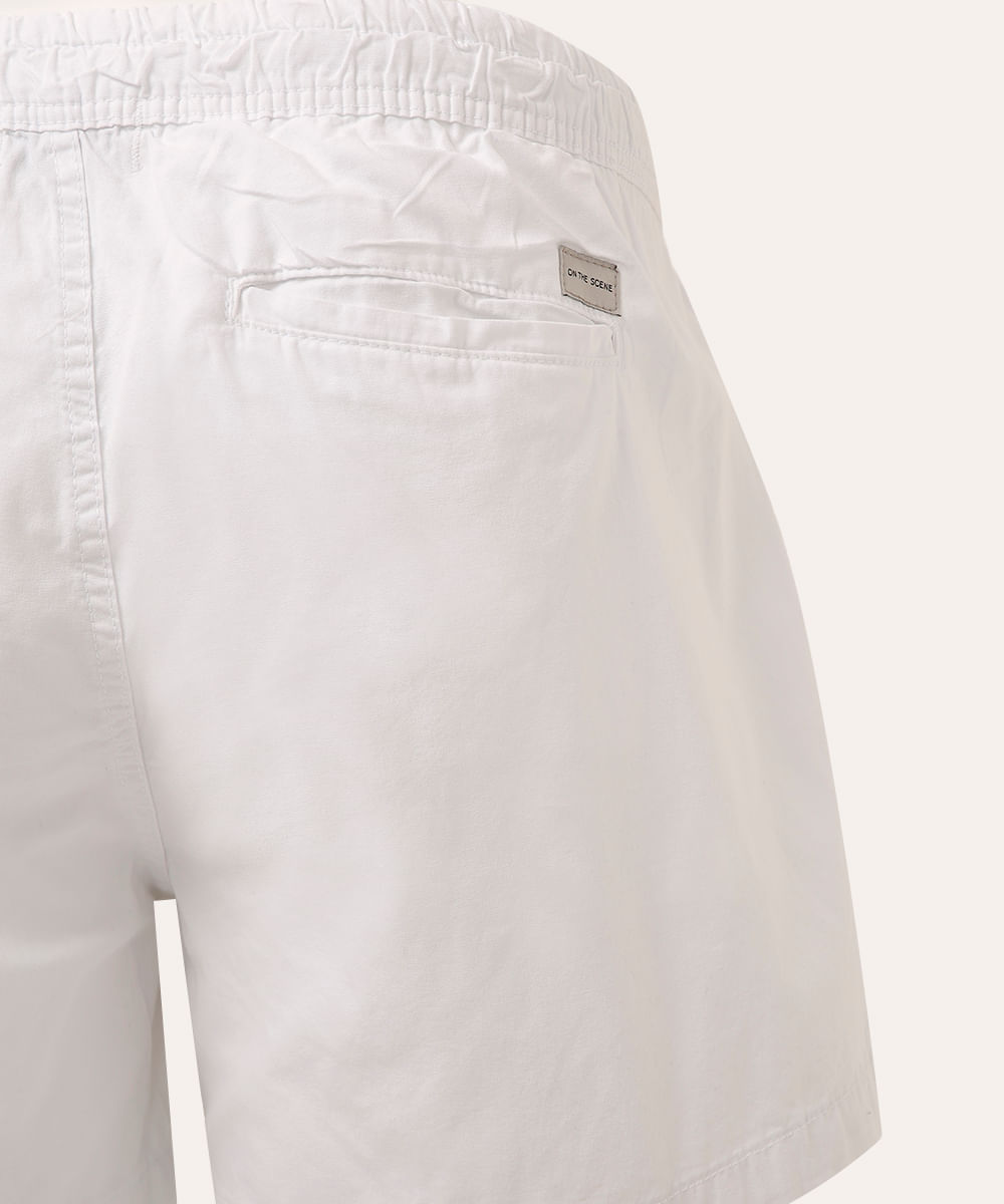 bermuda de sarja plus size com cordão preta - branco