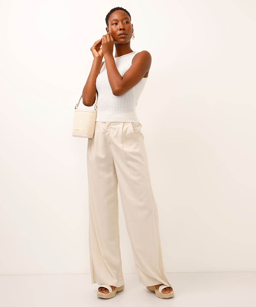 regata de tricot com fios lurex off white