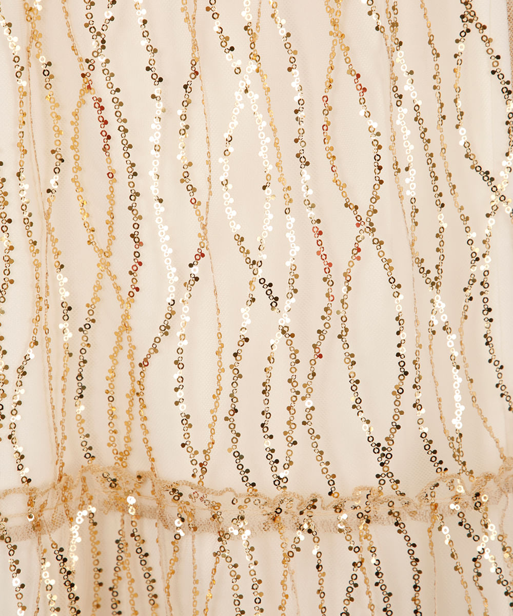 vestido de tule infantil com paetê dourado