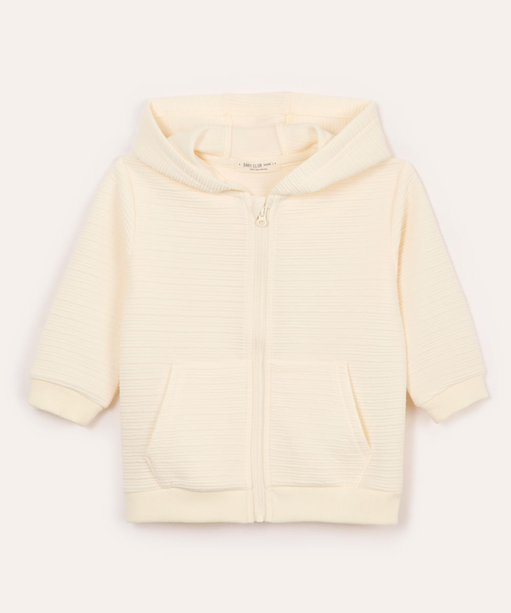 blusão de moletom infantil com capuz texturizado amarela